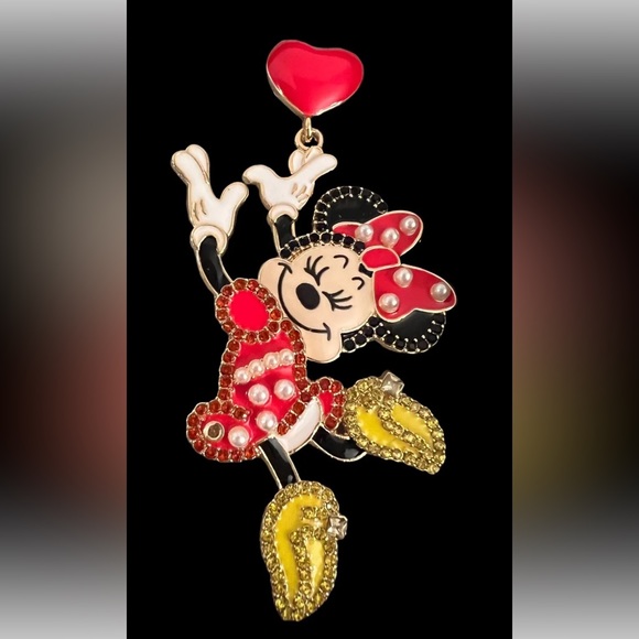 ✨NWT✨ Disney Baublebar Dancing Minnie Mouse Heart Sparkle Earrings - Picture 11 of 11